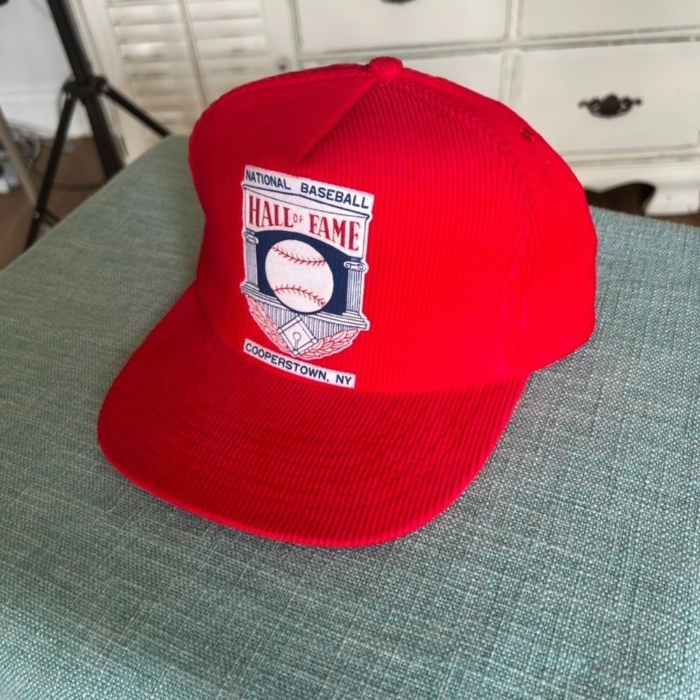 National Baseball Hall of Fame Cooperstown NY Red Corduroy Snapback‎ Cap Hat - Picture 3 of 10